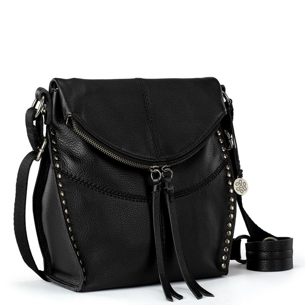 The Sak Silverlake Black Leather Silver Stud Studded Bag Purse Crossbody